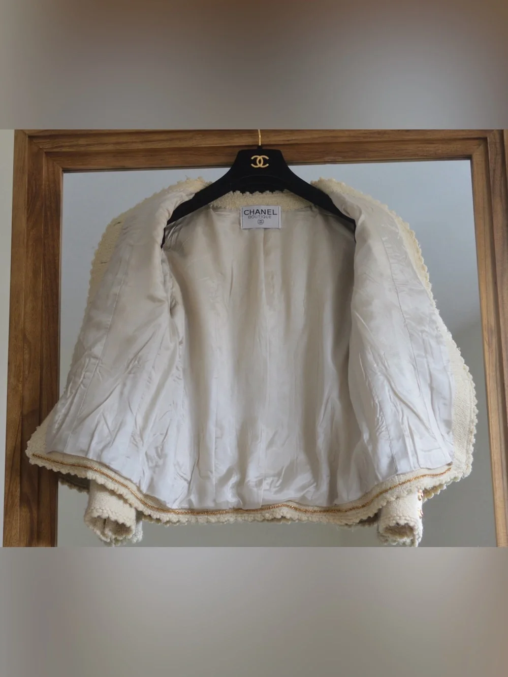 Chanel vintage 1990 spring summer ecru runway jacket no size tag